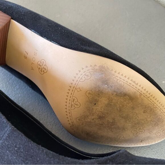 Isola Black Suede Chunky Heel Pumps Size 7.5 - Picture 6 of 11